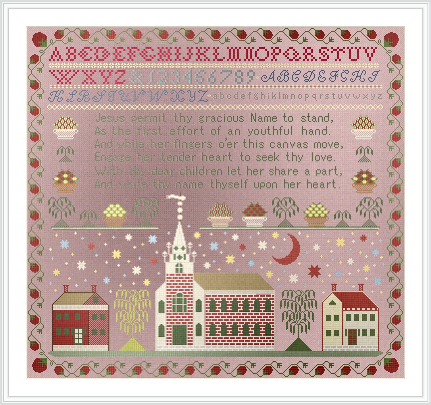 1832 American Sampler Antique Reproduction - Cross Stitch - Counted ...