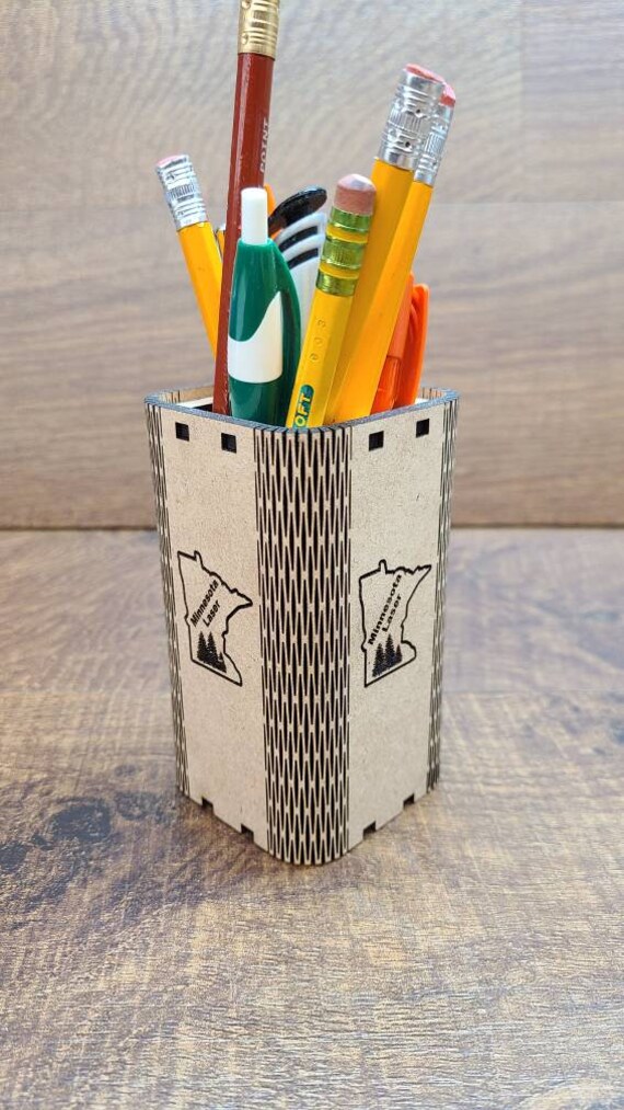 Custom Engraved Wood Pen Holder Etsy