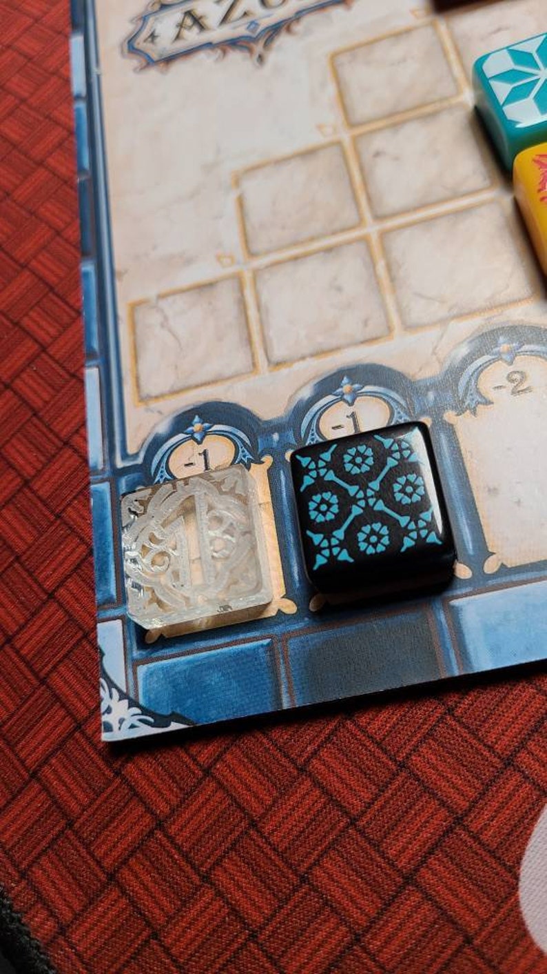 Azul and Azul Stained Glass of Sinatra clear glass acrylic first player marker