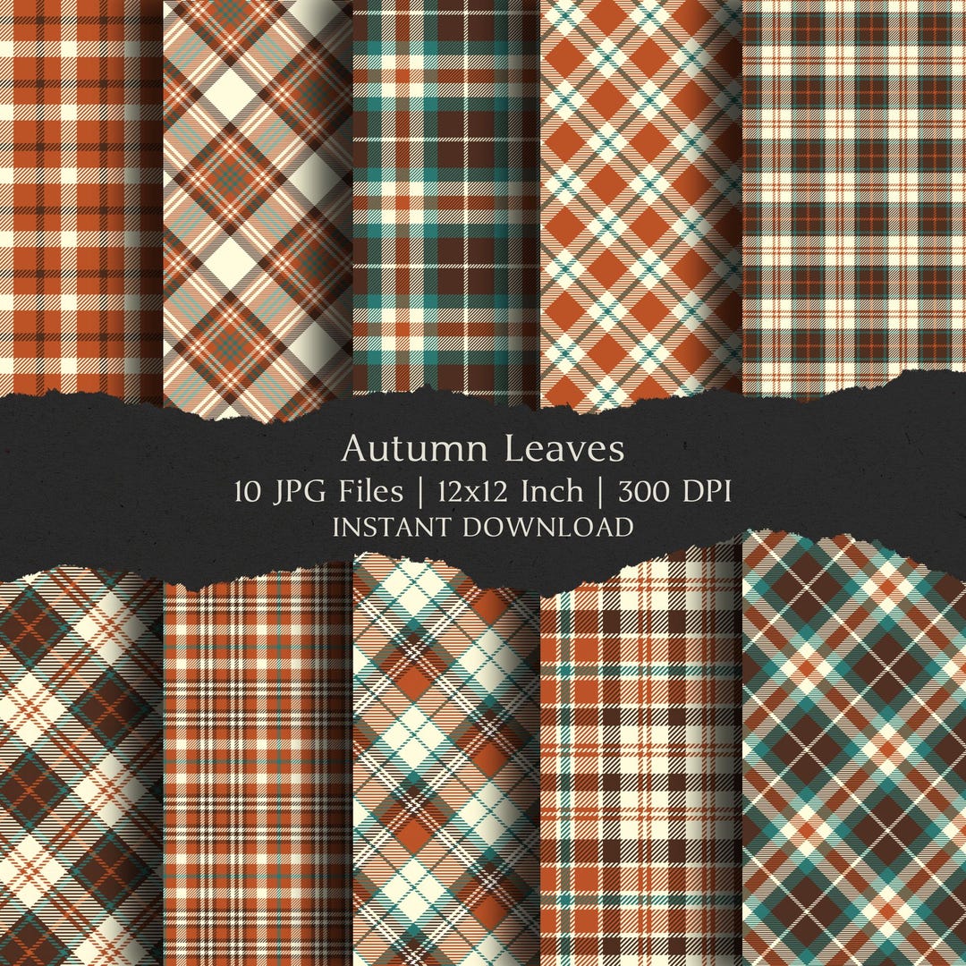 Autumn Leaves Digital Paper Kit 12x12 Inch, 10 Digital INSTANT DOWNLOAD ...