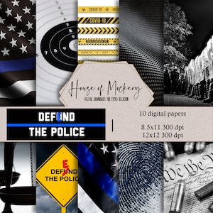 Defend The Police/IGY6 Digital Scrapbook Paper Kit 8.5x11 and 12x12, 10 Digital INSTANT DOWNLOAD High Definition Papers, Scrapbook Paper