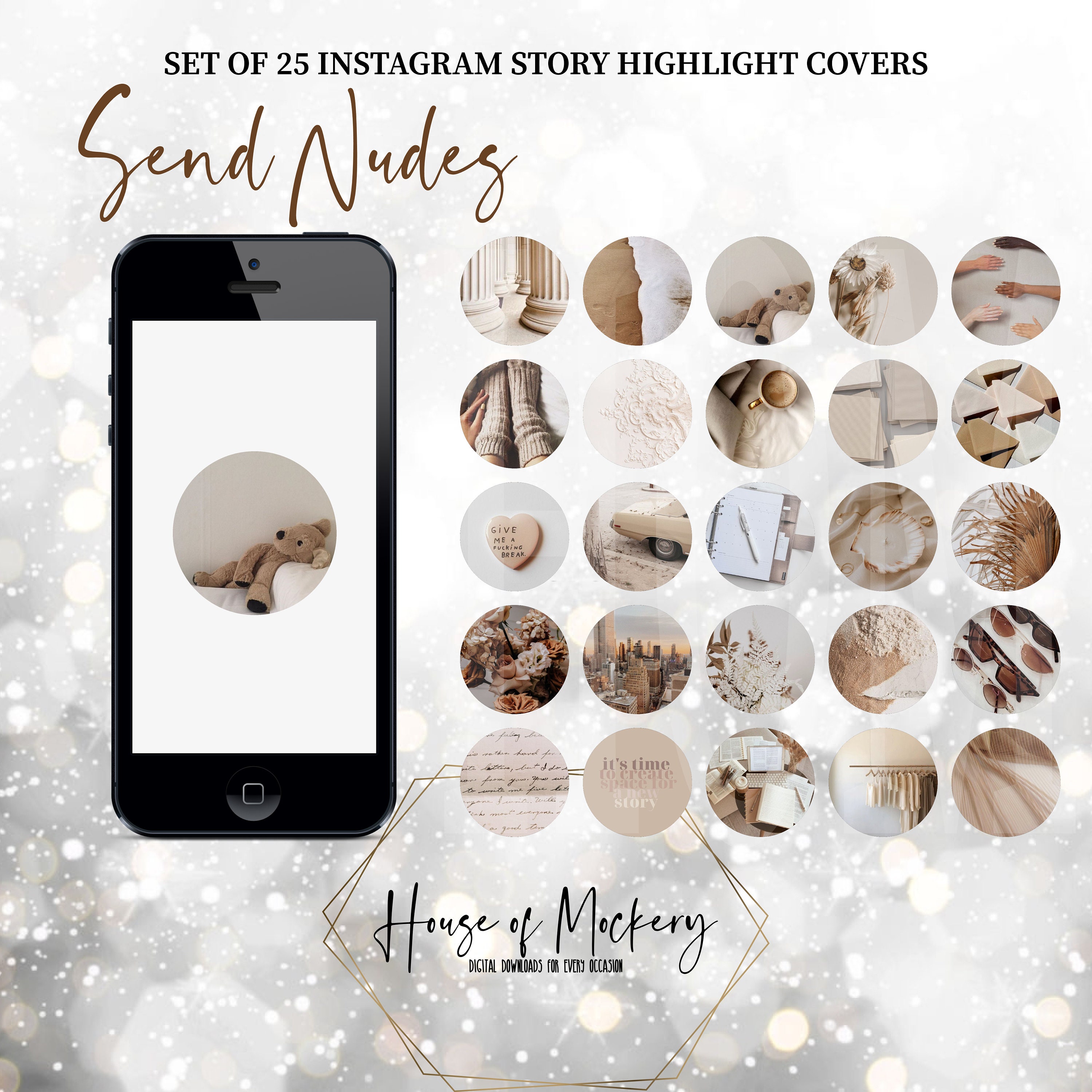 Send Nudes-25 Nude and Cream Themed Instagram Story Highlight Covers/ iOS Widget Covers/Insta Story Highlights/Transparent Circle Icons