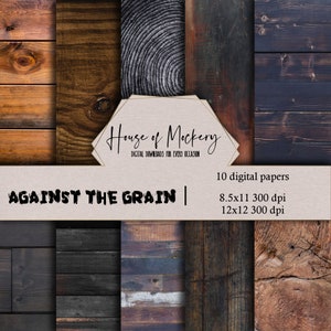 Against The Grain Digital Scrapbook Paper Kit 8.5x11 e 12x12, 10 documenti digitali ad alta definizione DOWNLOAD IMMEDIATO, carta per scrapbooking in legno