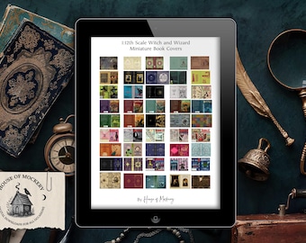 1:12 Scale Miniature Witch and Wizard Book Covers 45 Digital INSTANT DOWNLOAD Images/Dollhouse/Book Jar/Printable Book Themed Covers/300 dpi