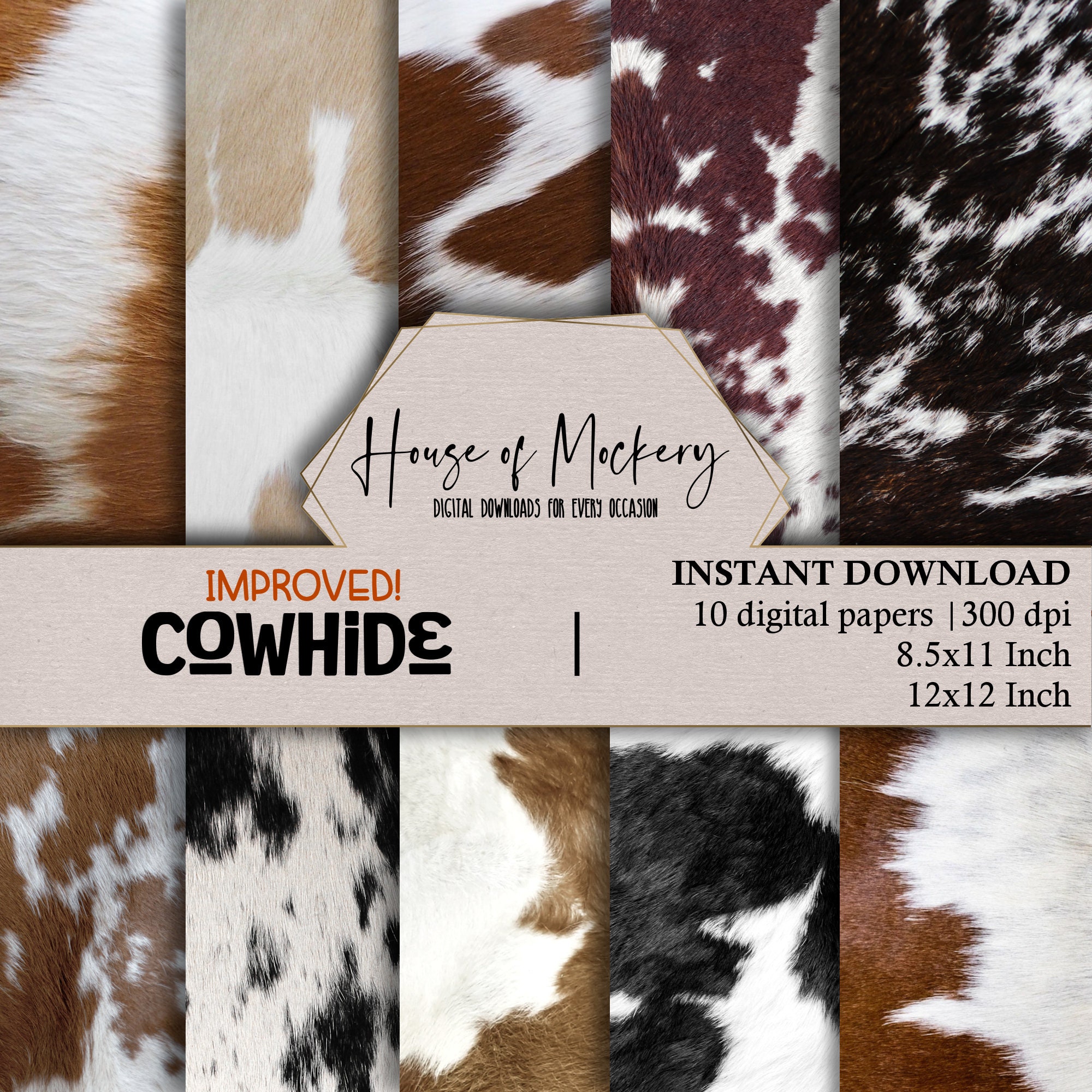 12 x 17 - Cowhide Brown HTV Cow Animal Print Fur Mexico Serape Printed  Print Pattern Sheet - Heat Transfer Vinyl - Iron On Sheet