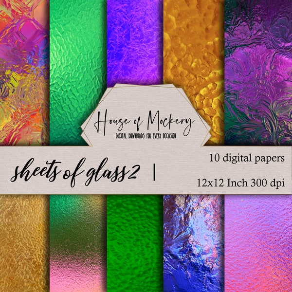 Sheets of Glass 2 Digital Scrapbook Paper Kit 12x12 Inch 300DPI, 10 Digital INSTANT DOWNLOAD High Def Papers, Glass Textures Scrapbook Paper
