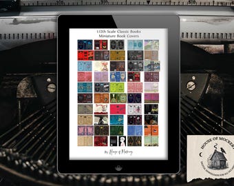 1:12 Scale Miniature Classic Book Covers 50 Digital INSTANT DOWNLOAD Images/Dollhouse/Book Jar/Printable Classic Book Themed Covers/300 dpi