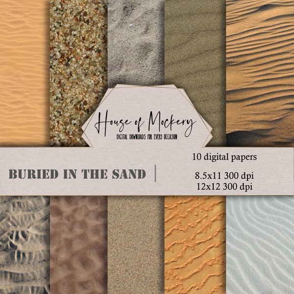 Buried in the Sand Digital Scrapbook Paper Kit 8.5x11 and 12x12, Digital INSTANT DOWNLOAD HD Papers, Scrapbook Paper Digital Journal Papers