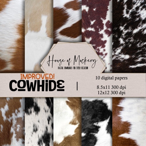 Cowhide Digital Scrapbook Paper Kit 8.5x11 and 12x12 Digital Etsy