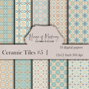 Ceramic Tiles Series Digital Scrapbook Paper Kit 12x12 Inch 300 DPI, 10 Digital INSTANT DOWNLOAD High Def Papers, Textures Scrapbook Paper