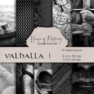 Valhalla Viking Nordic Digital Scrapbook Paper Kit 8.5x11 and 12x12, 10 Digital INSTANT DOWNLOAD High Definition Papers, Scrapbook Paper