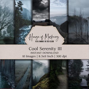 Cool Serenity III Digital Paper Kit 8.5x11 Inch, 10 Digital INSTANT DOWNLOAD Hi-Res Jpeg for Junk Journal, Scrapbooking & Printable Crafts