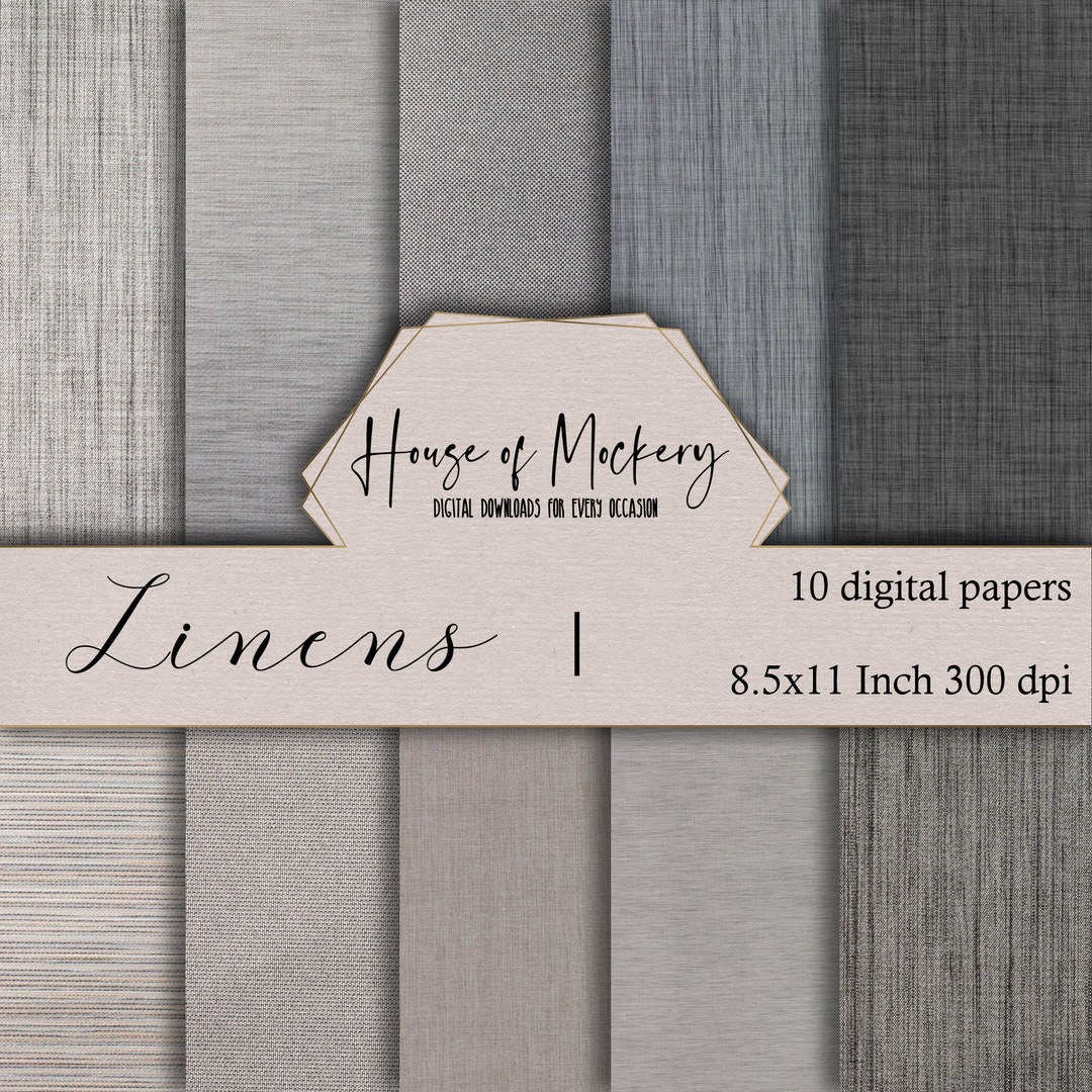 Linens Fabric Textures Digital Scrapbook Paper Kit 8.5x11 Inch, 10