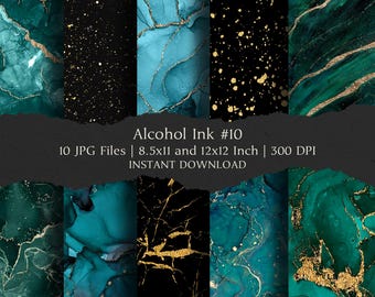 Alcohol Ink #10 Digital Paper Kit 8.5x11 and 12x12 Inch, 10 Digital INSTANT DOWNLOAD Hi-Res JPG Junk Journal, Scrapbooking, Printable Crafts