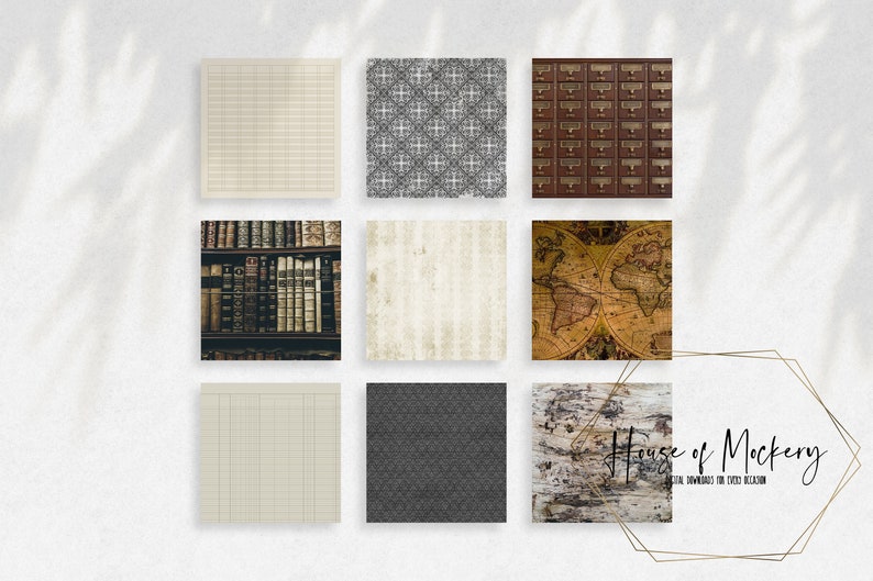 The Library Digital Scrapbook Paper Kit 8.5x11 and 12x12 10 Etsy