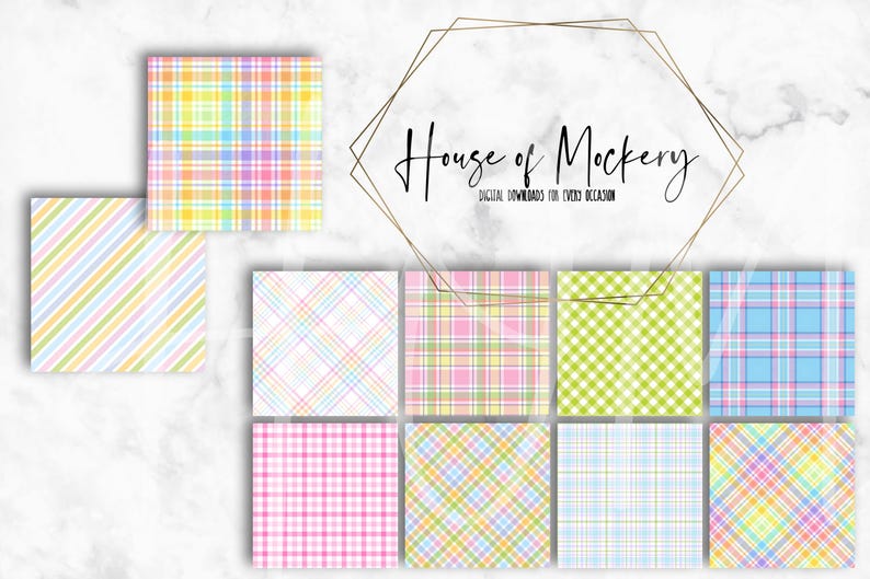 Easter Plaid Digital Paper Kit 12x12 Inch, 10 Digital INSTANT DOWNLOAD ...