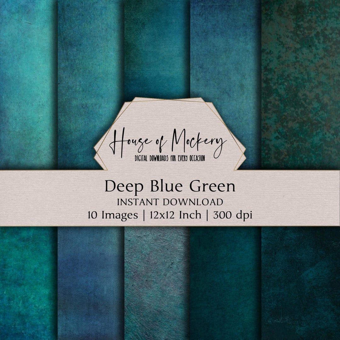 Deep Green Blue Textures Digital Paper Kit 12x12 Inch, 10 Digital ...