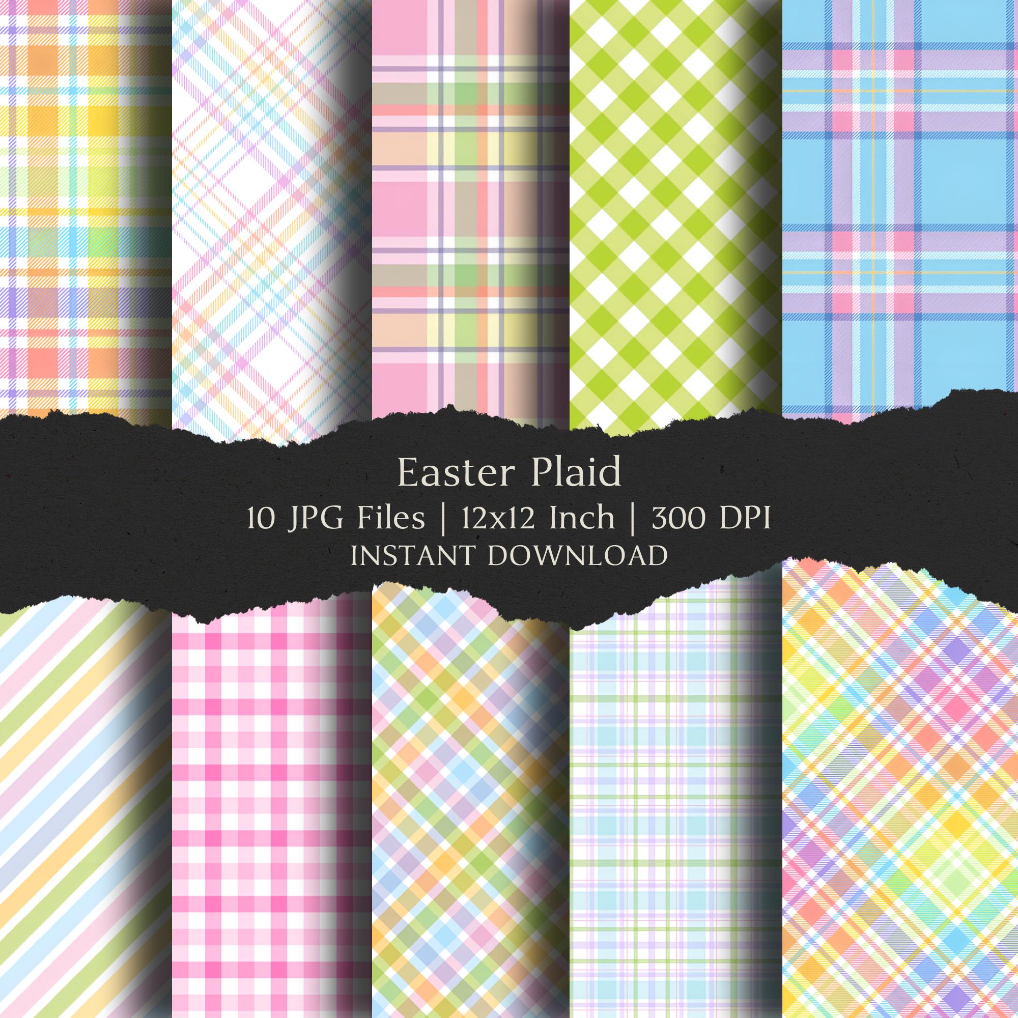 Easter Plaid Digital Paper Kit 12x12 Inch, 10 Digital INSTANT DOWNLOAD ...