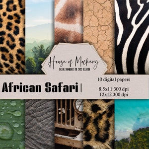 Kit di carta per album digitale African Safrai 8,5x11 e 12x12, carta digitale DOWNLOAD IMMEDIATO HD, carta per album, carta per diario digitale