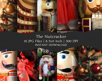 The Nutcracker Digital Paper Kit 8.5x11 Inch, 10 Digital INSTANT DOWNLOAD Hi-Res JPEG for Junk Journal, Scrapbooking & Printable Crafts