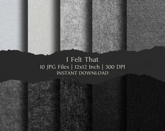 I Felt That Digital Paper Kit 12x12 Inch, 10 Digital INSTANT DOWNLOAD Hi-Res JPEG Junk Journal, Scrapbooking, Printable Craft Backgrounds