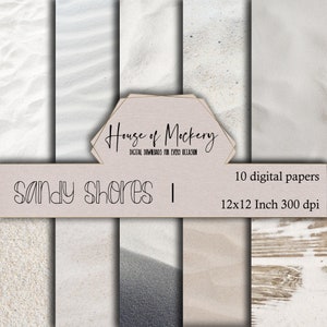Sandy Shores Digital Scrapbook Paper Kit/ 12x12 Inch, 10 Digital INSTANT DOWNLOAD High Definition Papers, Beach Sand Scrapbook Paper