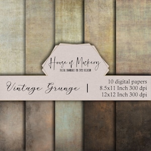 Vintage Grunge Textures Digital Scrapbook Paper Kit 8.5x11 and 12x12 Inch 300 DPI, Digital INSTANT DOWNLOAD Papers, Textured Scrapbook Paper