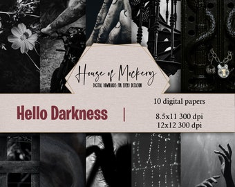 Hello Darkness Digital Scrapbook Paper Kit 8.5x11 and 12x12, 10 Digital INSTANT DOWNLOAD High Definition Paper Scrapbook Paper Digital Sheet