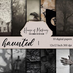 Haunted Digital Scrapbook Paper Kit 12x12 Inches, 10 Digital INSTANT DOWNLOAD High Definition Paper Scrapbook Paper Digital Sheet Gothic