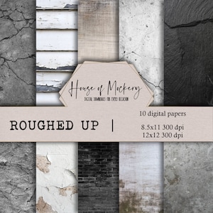 Roughed Up/Dirty Digital Scrapbook Paper Kit 8.5x11 and 12x12, 10 Digital INSTANT DOWNLOAD High Definition Papers Grunge Stock Images