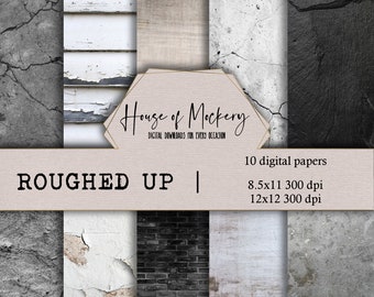 Roughed Up/Dirty Digital Scrapbook Paper Kit 8.5x11 and 12x12, 10 Digital INSTANT DOWNLOAD High Definition Papers Grunge Stock Images