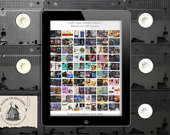 1:12 Scale Mixed Genre's VHS Tape Covers 60 Digital INSTANT DOWNLOAD Bilder/Puppenhaus/Printable 80er-90er Jahre Themen Miniaturen/300 dpi jpg & pdf