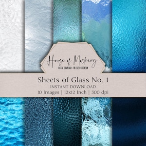 Kit de papel digital Sheets of Glass n.° 1, 30 x 30 cm, 10 JPEG digitales de alta resolución con descarga instantánea para diarios, álbumes de recortes y manualidades imprimibles.