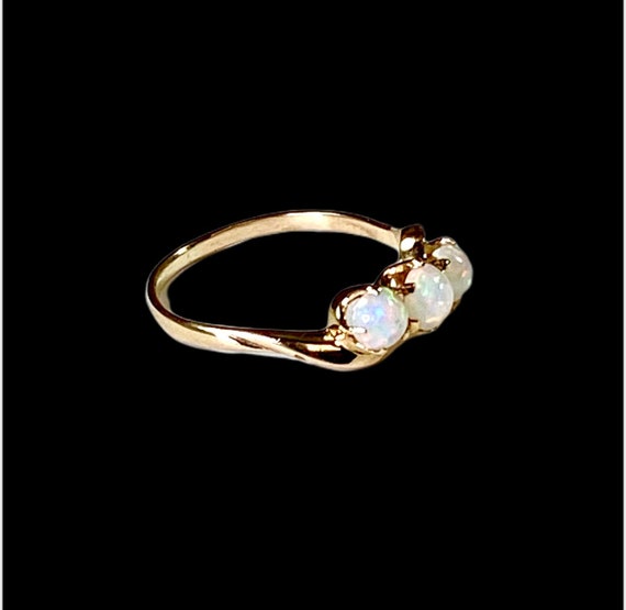 Vintage 14k Opal Ring Natural Opal Ring Opal Thre… - image 8