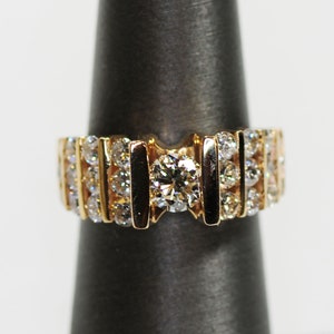 Vintage 14k Diamond Engagement Ring Round Diamond Ring Yellow Gold ...