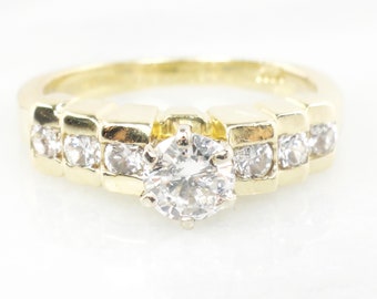 Vintage 14k Diamond Engagement Ring Round Diamond Ring Yellow Gold Engagement Ring Approx. 3/4 Carat TDW Size 6 1/4