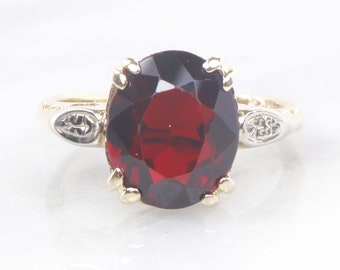 Vintage 14k Gold Ruby Ring, Solid Gold Solitaire Red Stone Ring, July Birthstone Ring, Right Hand Ring, Size 8.75