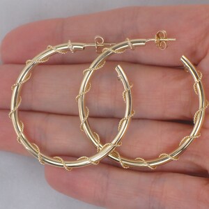 Vintage Large 14k Gold Hoop Earrings, 14k Yellow Gold Earrings, Gold Twisted Wire Hoop Earrings, 1 1/2 14k Gold Hoops image 2