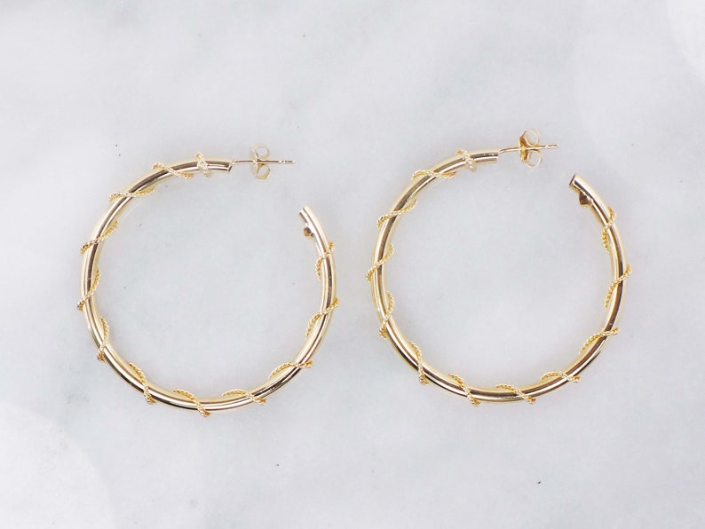 Vintage Large 14k Gold Hoop Earrings, 14k Yellow Gold Earrings, Gold Twisted Wire Hoop Earrings, 1 1/2 14k Gold Hoops image 8