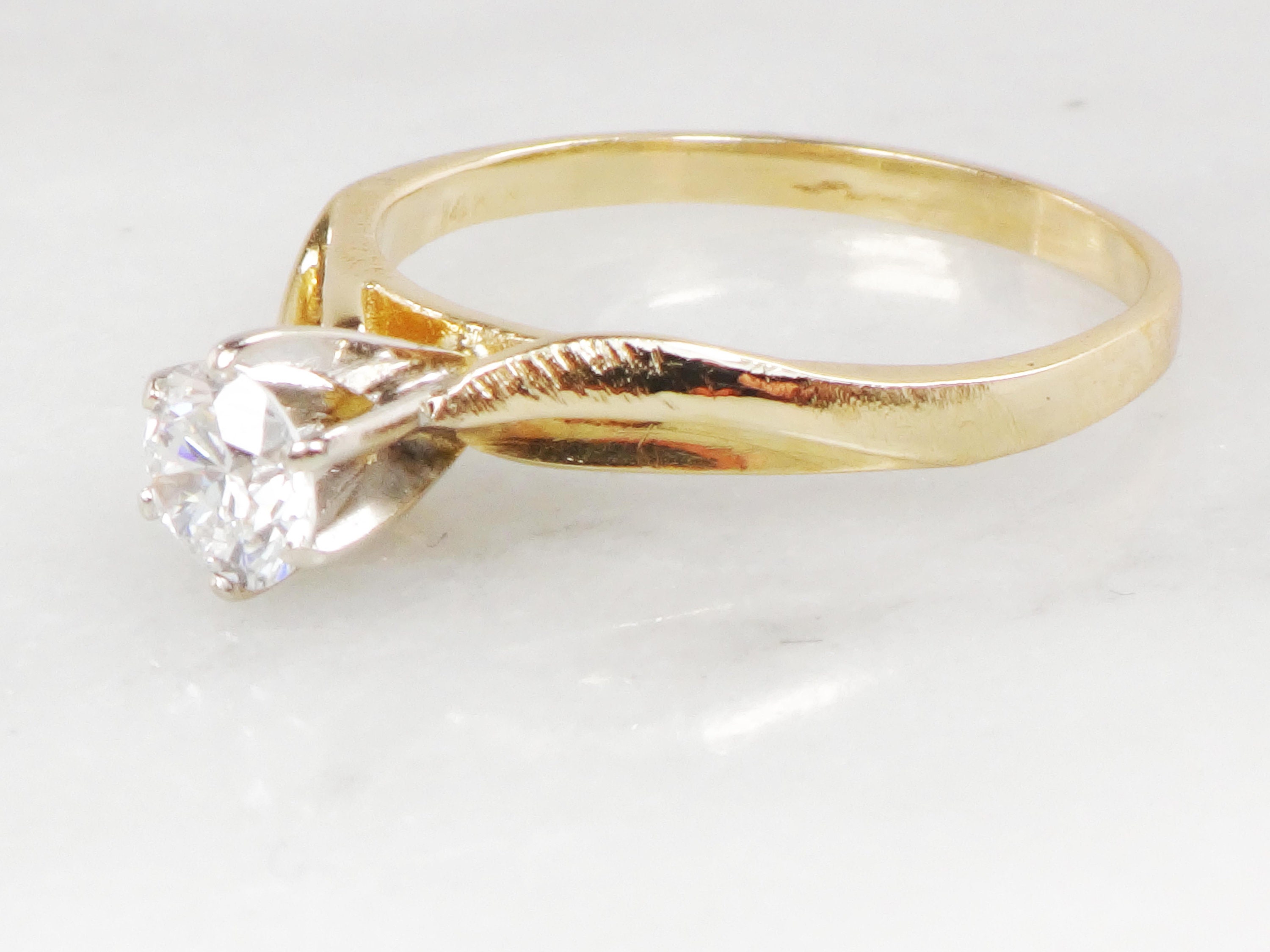 Vintage 14k Diamond Engagement Ring Round Diamond Ring | Etsy