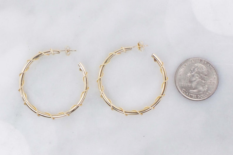 Vintage Large 14k Gold Hoop Earrings, 14k Yellow Gold Earrings, Gold Twisted Wire Hoop Earrings, 1 1/2 14k Gold Hoops image 9