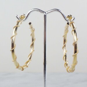 Vintage Large 14k Gold Hoop Earrings, 14k Yellow Gold Earrings, Gold Twisted Wire Hoop Earrings, 1 1/2 14k Gold Hoops image 5