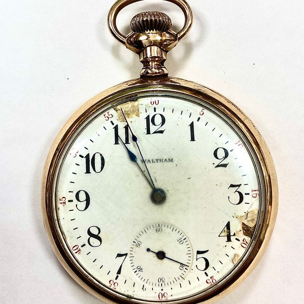 Vintage Gold Filled Waltham Pocket Watch , Swiss 15 Jewel Movement Running
