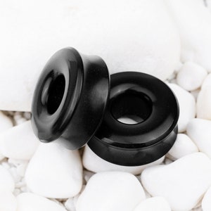 Rounded Black Ear Tunnels, Black Tunnel Plugs, plugs and tunnels, black gauges  26mm 28mm 30mm 32mm 34mm 35mm 36mm 38mm 40mm 42mm 44mm 46mm