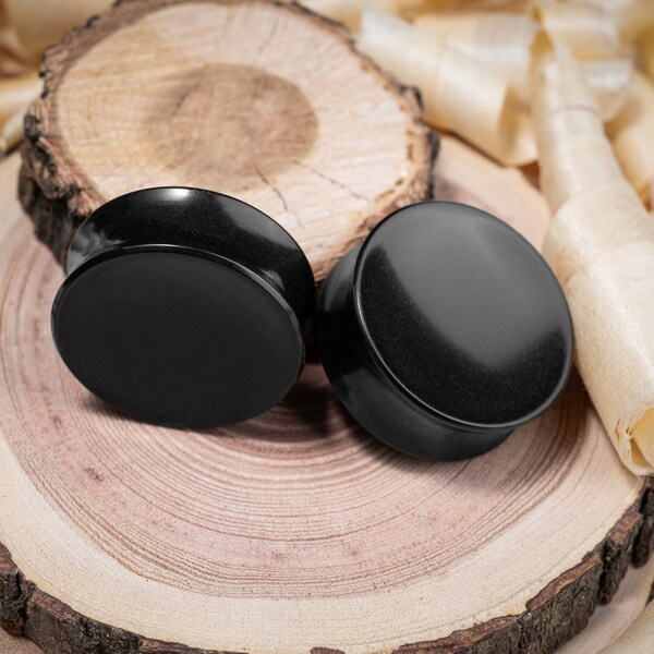 Black concave plugs, ear plugs, ear gauges 6mm 8mm 10mm 11mm 12mm 14mm 15mm 16mm 18mm 20mm 22mm 24mm 25mm 26mm 28mm 30mm 32mm 34mm 35mm 36mm