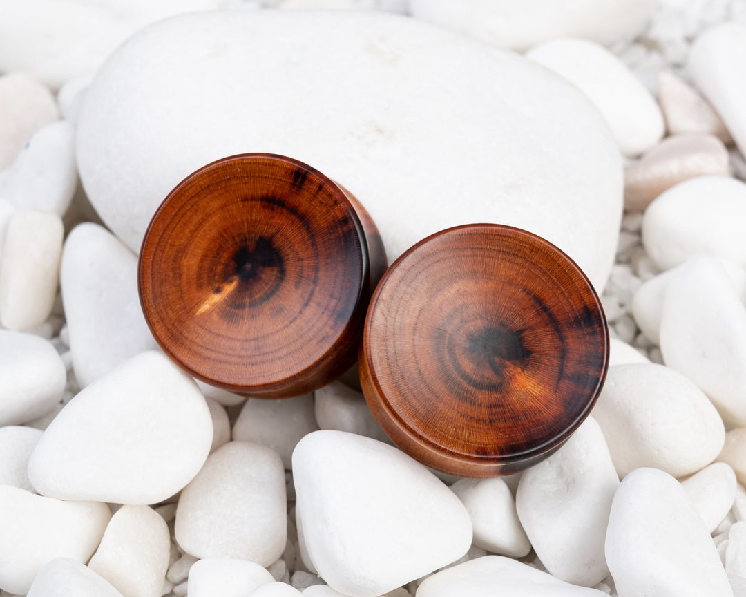 Ear Plugs From Apricot Wood, Concave Ear Gauges, Tunnels and Plugs 4g