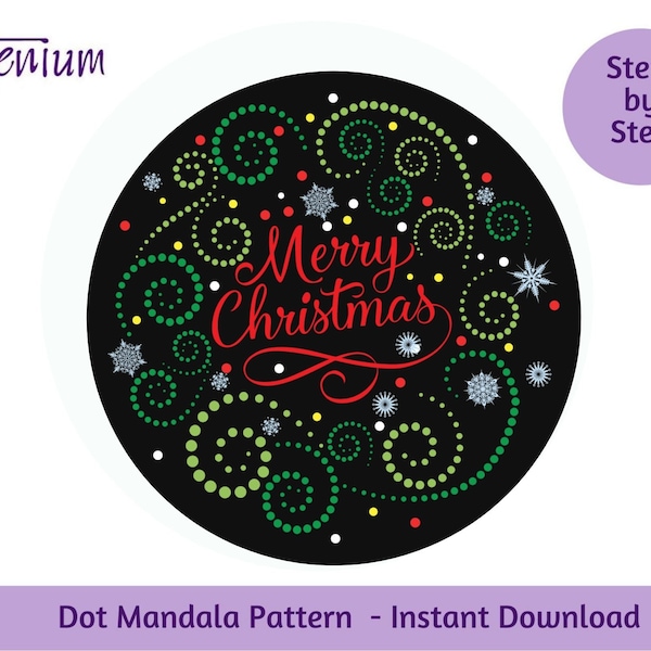 DOT MANDALA PATTERN #75 - Christmas Decoration - Dot Art Guide - Mandala Template- Dot Mandala Painting