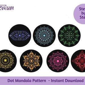 DOTTING ARTE  Combo Chakras  - 7 different designs  Digital Pattern - Rock Painting - Mandala Dots. Chakra Stones