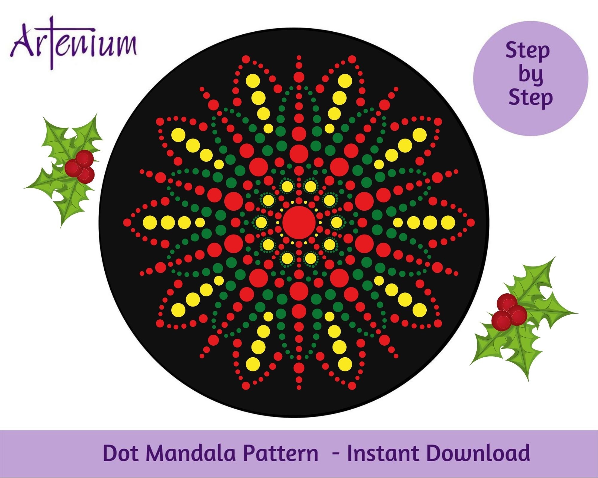 DOTTING MANDALA PATTERN for Christmas 58 Digital Pattern | Etsy