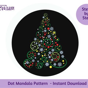 DOT MANDALA PATTERN #70 - Christmas Tree - Dot Art Guide - Mandala Template- Dot Mandala Painting